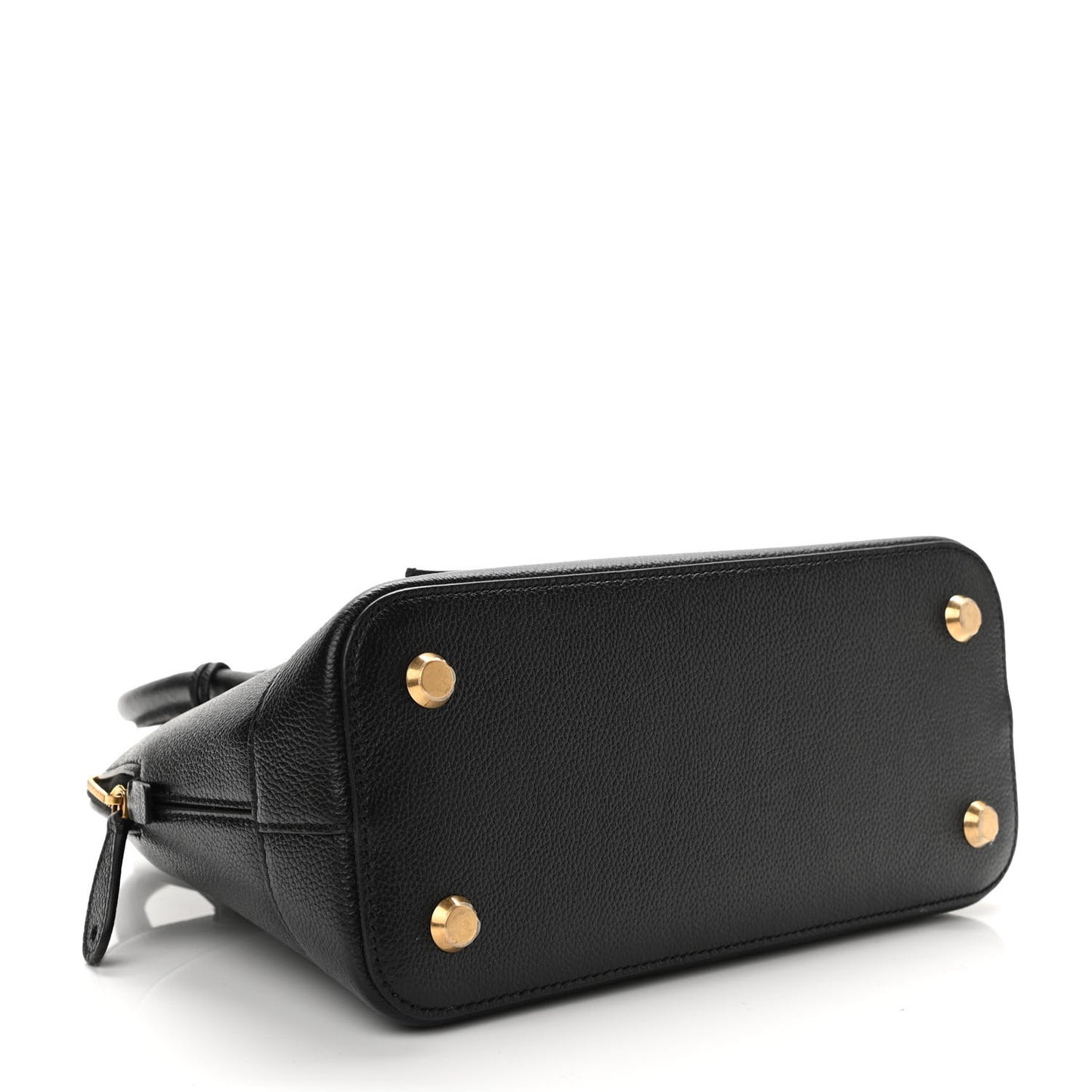 Grained Calfskin Logo S Ville Top Handle Bag Black White