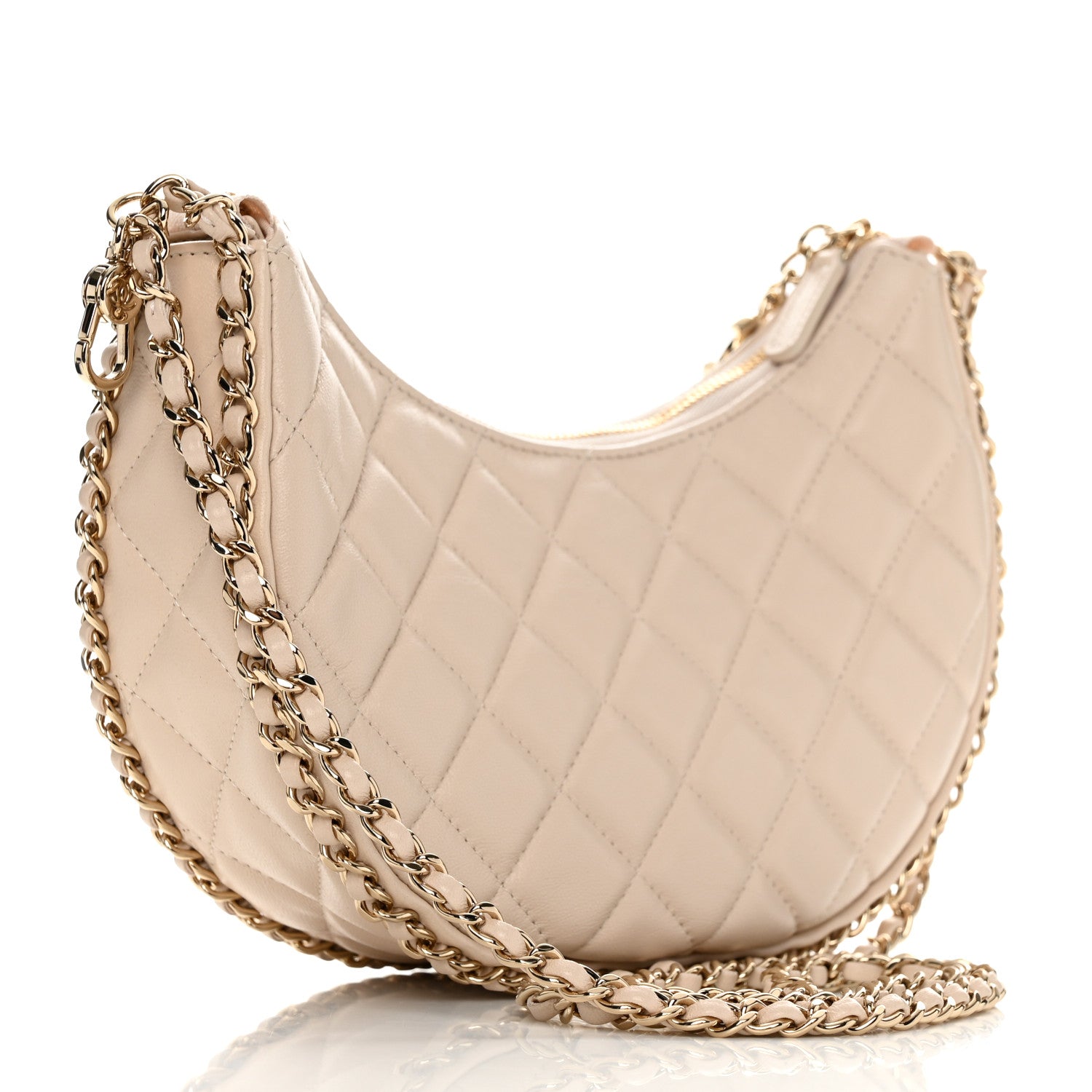 Chanel Lambskin Quilted Small Hobo Bag Light Beige 3 of 10