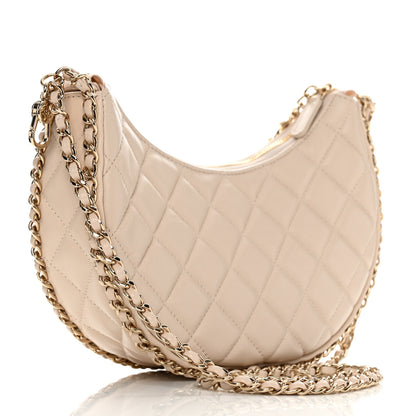 Chanel Lambskin Quilted Small Hobo Bag Light Beige 3 of 10
