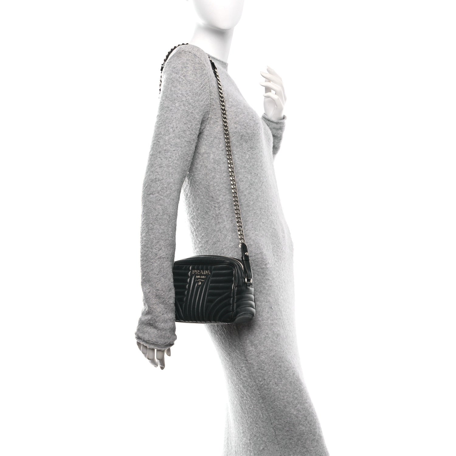 Prada Soft Calfskin Diagramme Camera Bag Black 2 of 9