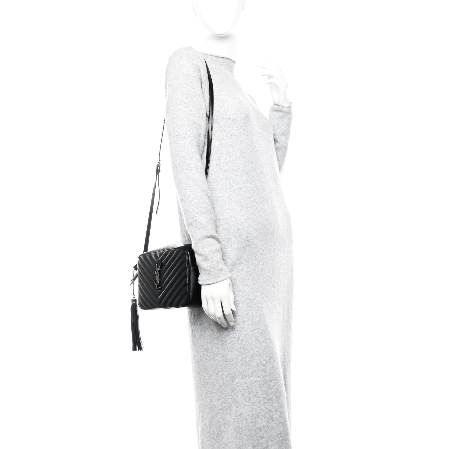 Saint Laurent Calfskin Matelasse Monogram Lou Camera Bag Black 2 of 11