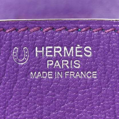 Hermes Chevre Horseshoe Birkin 30 Parme Bleu Aztec 24 of 35