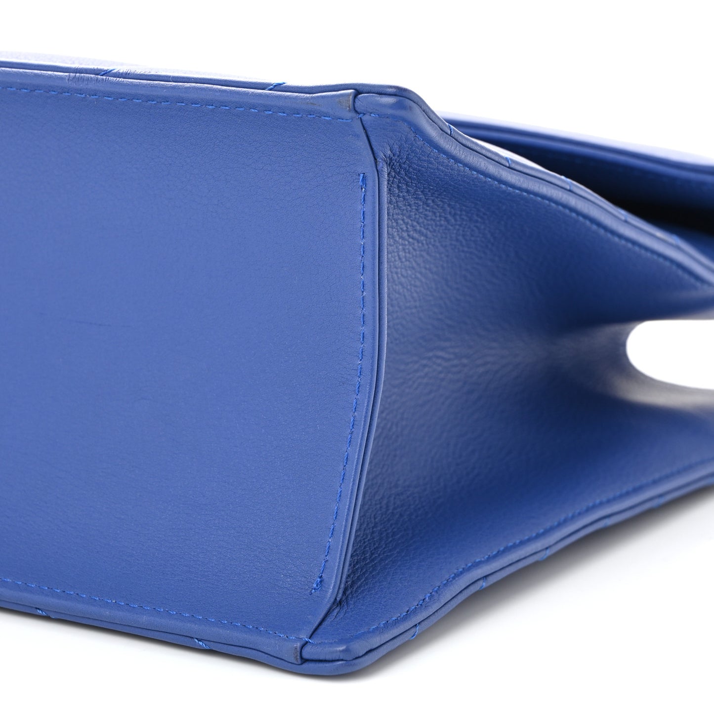 Calfskin Chevron Envelope Flap Tote Blue