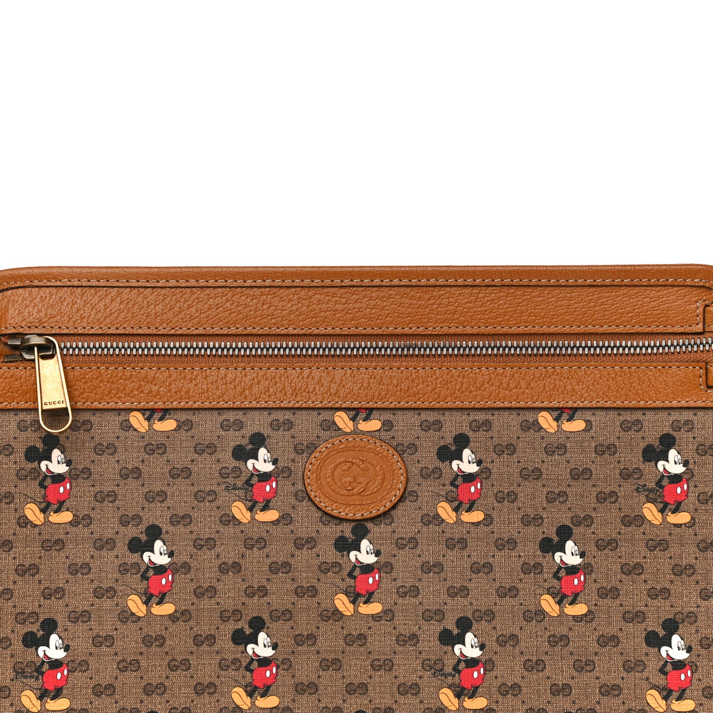 X DISNEY Mini Vintage GG Supreme Monogram Mickey Mouse Documents Holder Beige Vintage Sun Oil