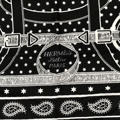 Hermes Cashmere Silk Bandana Shawl 140 Black White 2 of 7