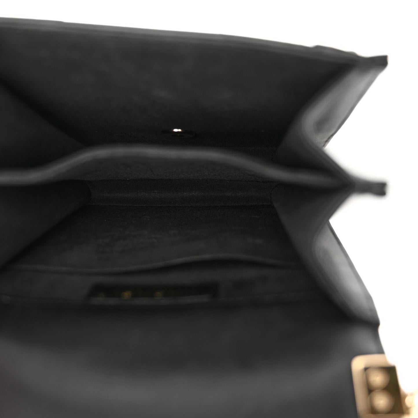 Calfskin Chrevron Quilted North South Boy Flap Black