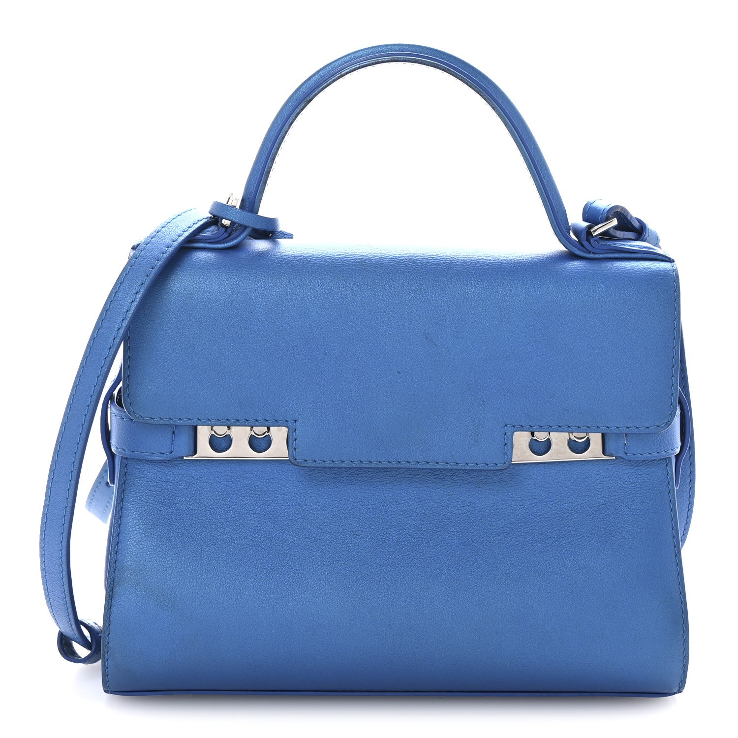Delvaux Metallic Calfskin Mini Tempete Satchel Satin Electric 1 of 10