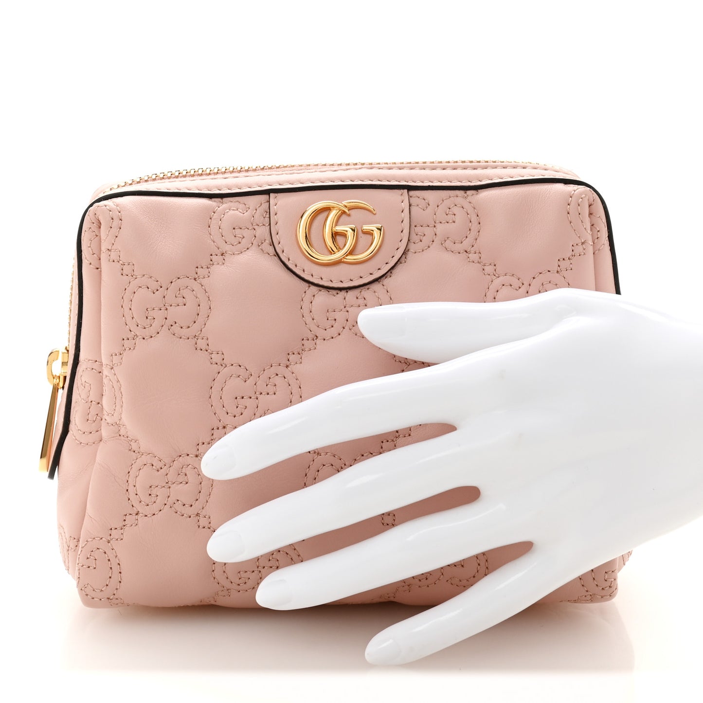 Calfskin GG Matelasse Beauty Case Perfect Pink