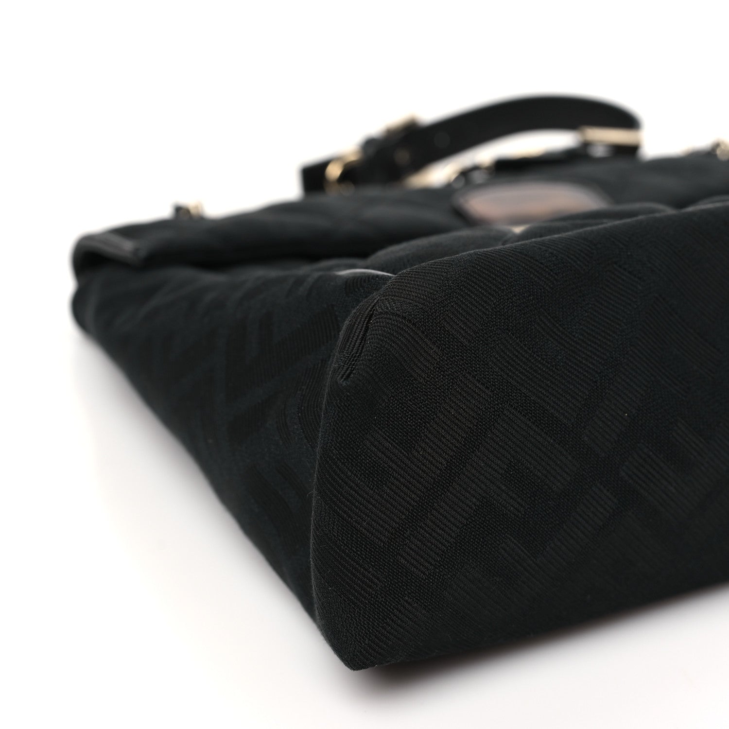 Fendi Zucca Quilted Maxi Baguette Shoulder Bag Black 9 of 11