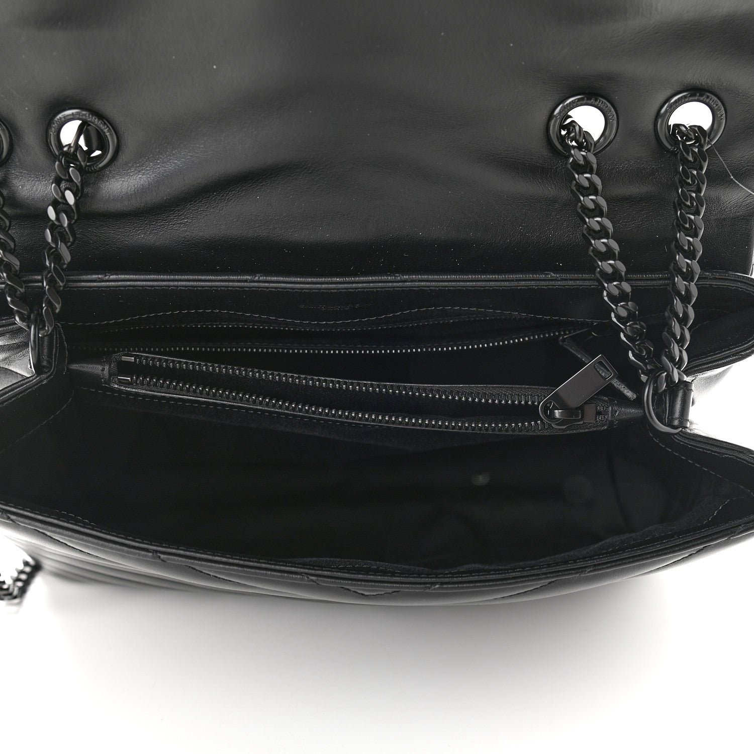 Saint Laurent Calfskin Y Quilted Monogram Medium Loulou Chain Satchel Black 5 of 9