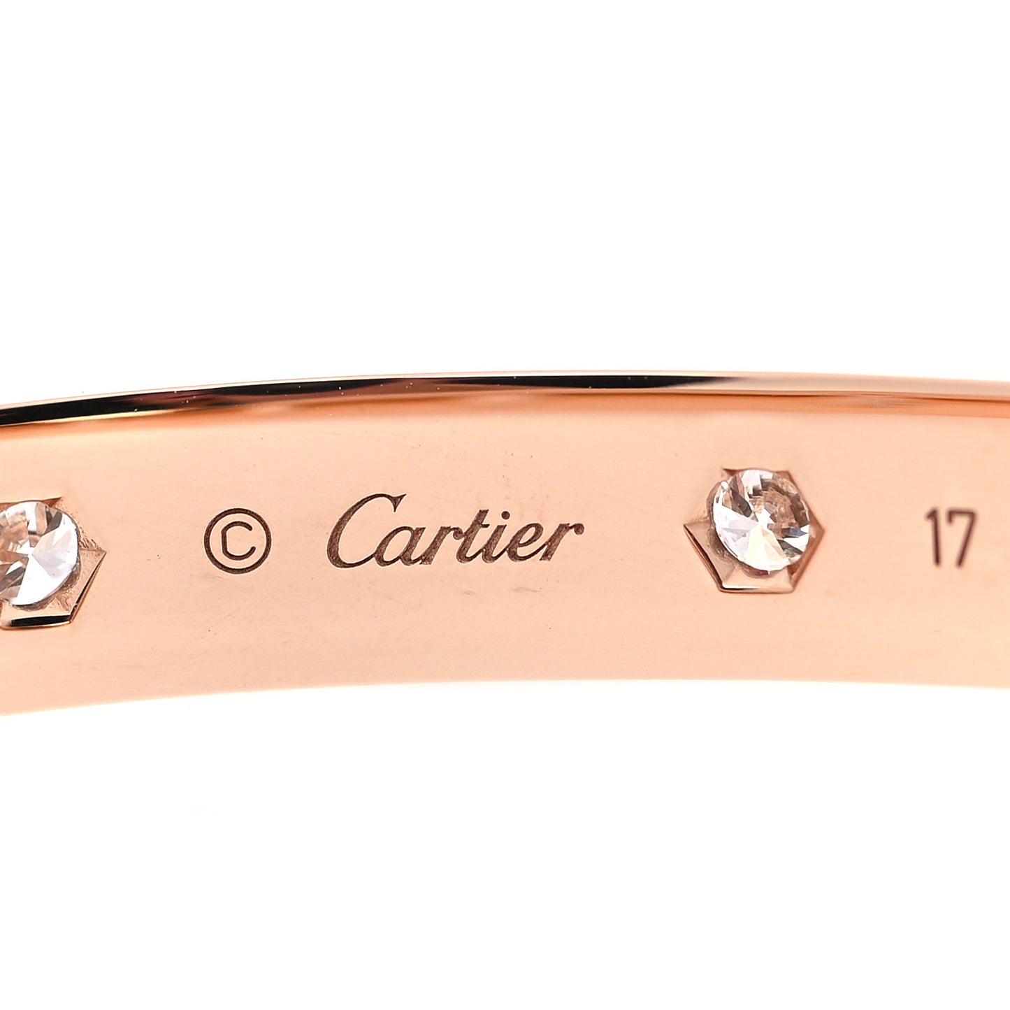 18K Pink Gold 10 Diamond LOVE Bracelet 17