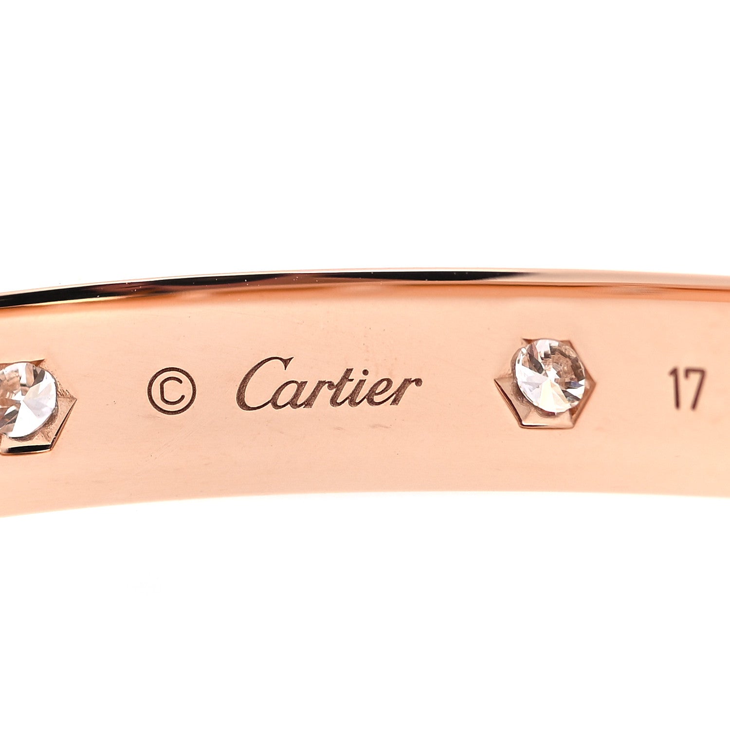 Cartier 18K Pink Gold 10 Diamond LOVE Bracelet 17 5 of 7