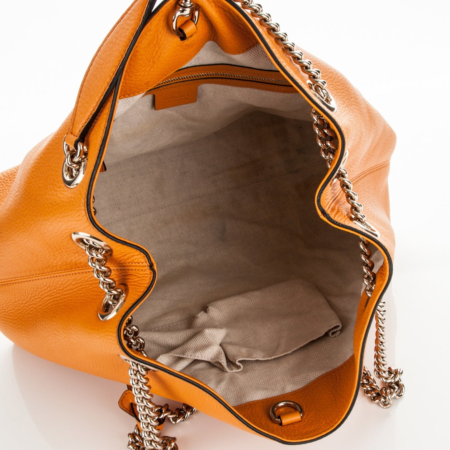 Pebbled Calfskin Medium Soho Chain Shoulder Bag Curcuma