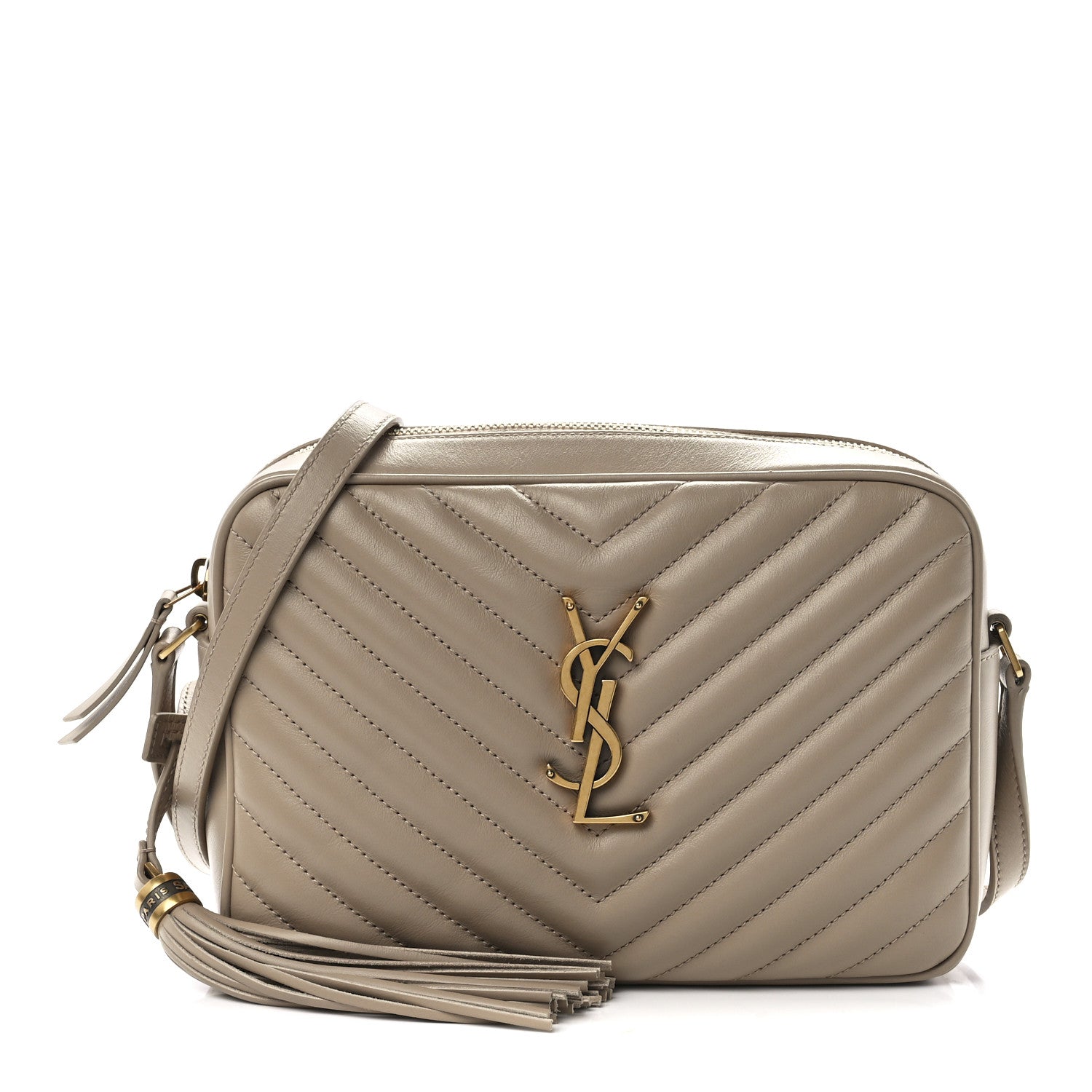 Saint Laurent Calfskin Matelasse Monogram Lou Camera Bag Dark Beige 1 of 10