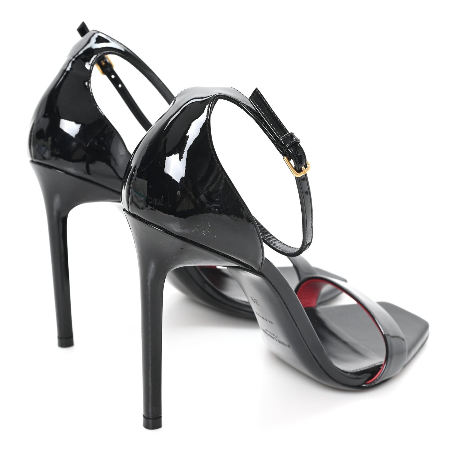 Patent Calfskin Amber 105 Ankle Strap Sandals 39 Black