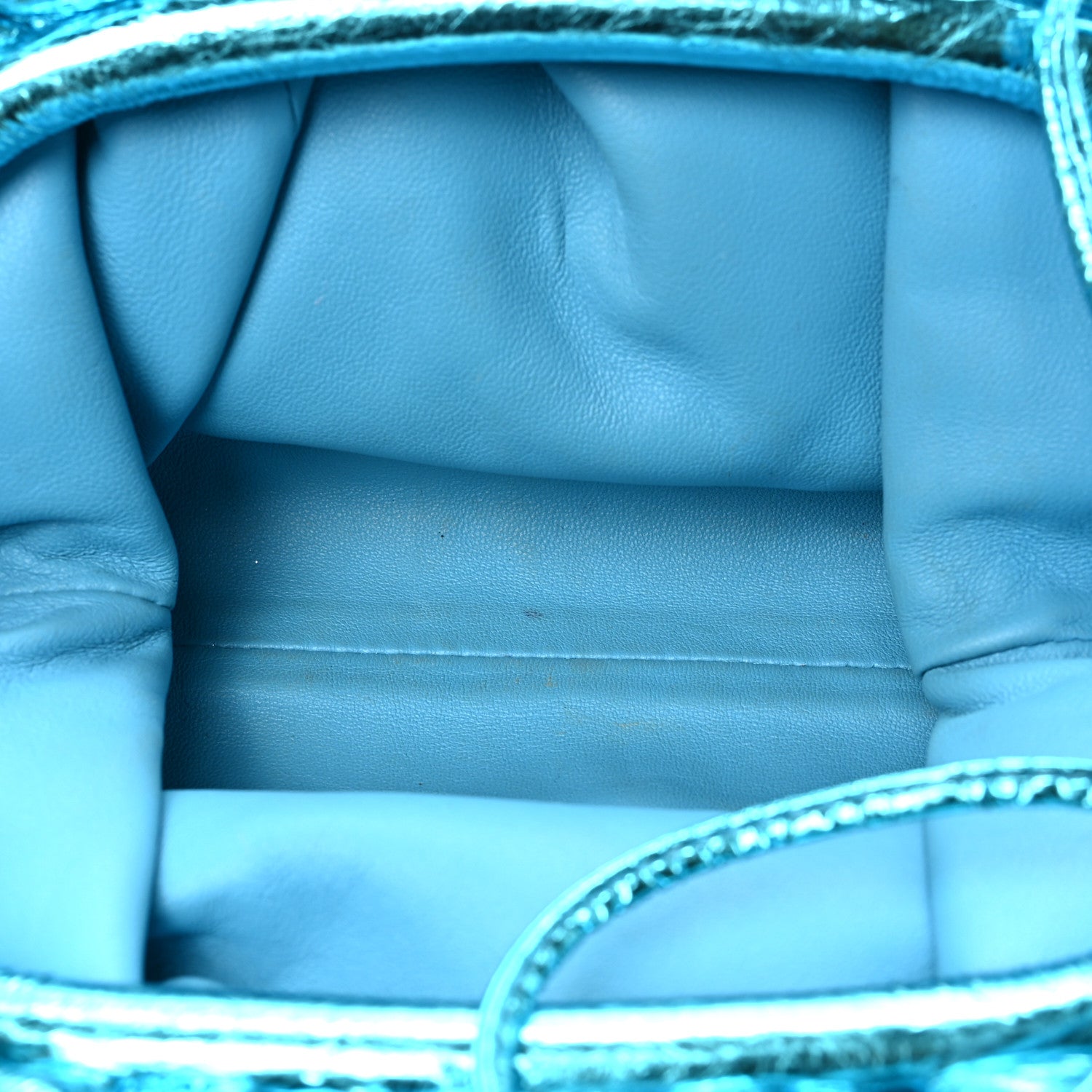 Bottega Veneta Metallic Crushed Calfskin The Mini Pouch Sky Blue 5 of 8