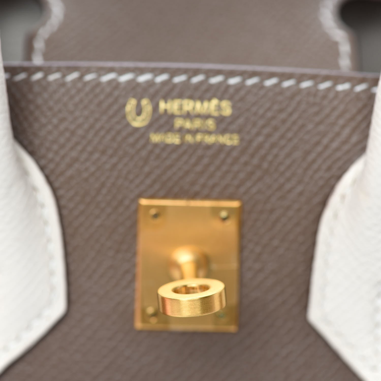 Hermes Epsom Horseshoe Birkin 25 Etoupe Craie 23 of 35