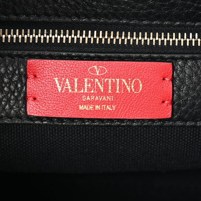 Valentino Garavani Pebbled Calfskin Small Rockstud Flip Lock Hobo Black 6 of 9