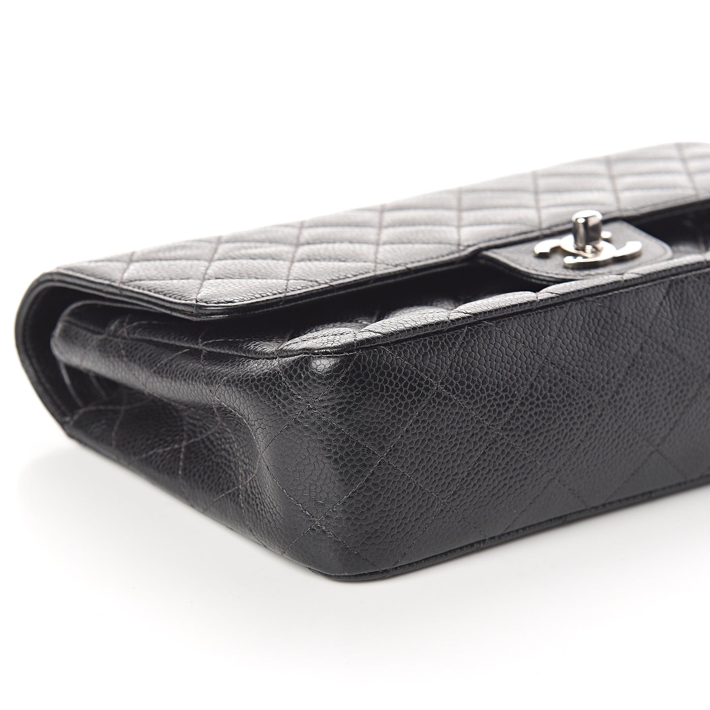 Caviar Quilted Medium Double Flap Black