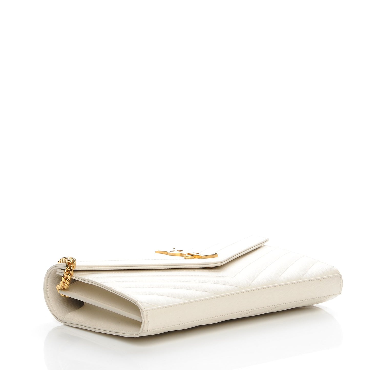 Grain De Poudre Matelasse Chevron Monogram Chain Wallet White