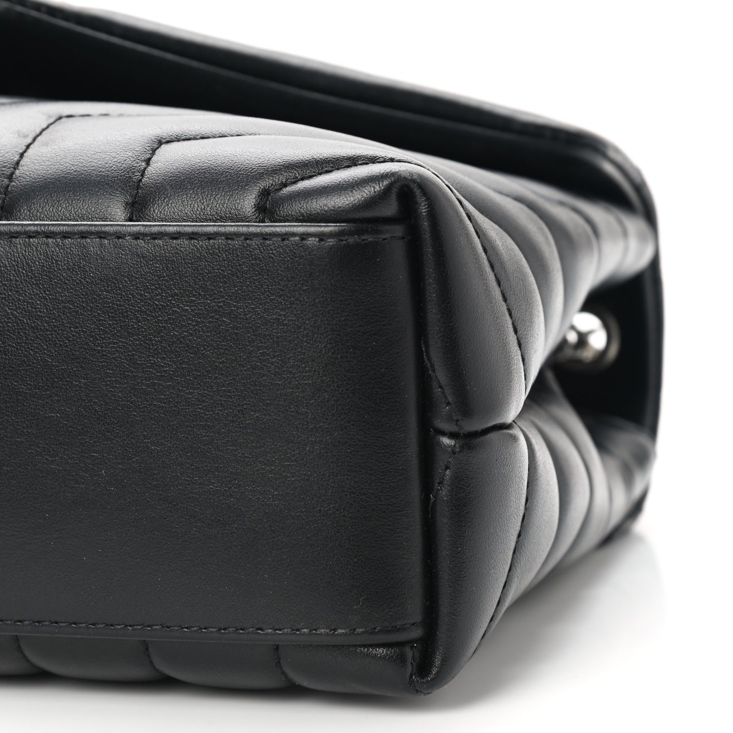 Calfskin Y Quilted Monogram Small Loulou Chain Satchel Black