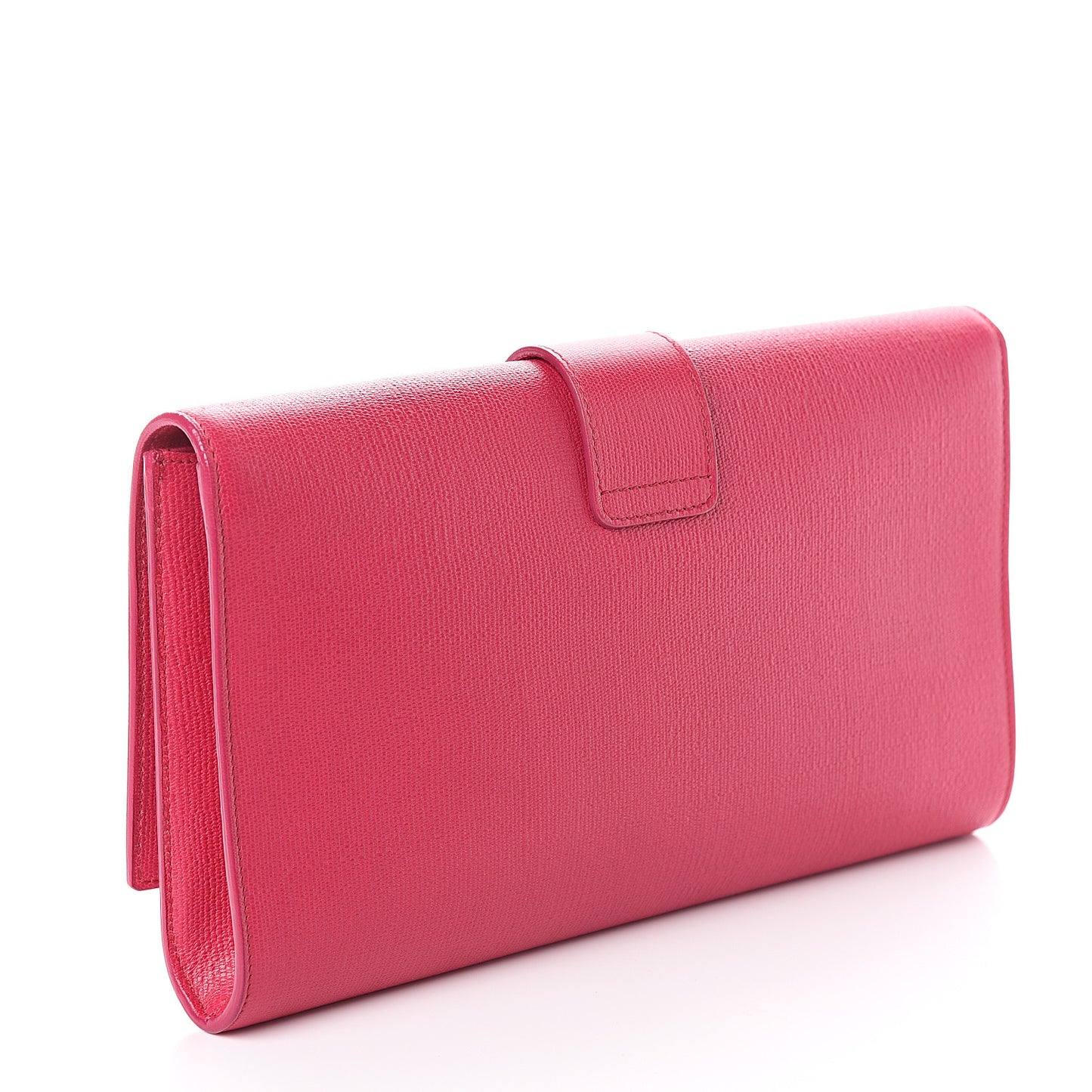 Textured Calfskin Y Ligne Clutch Fuchsia