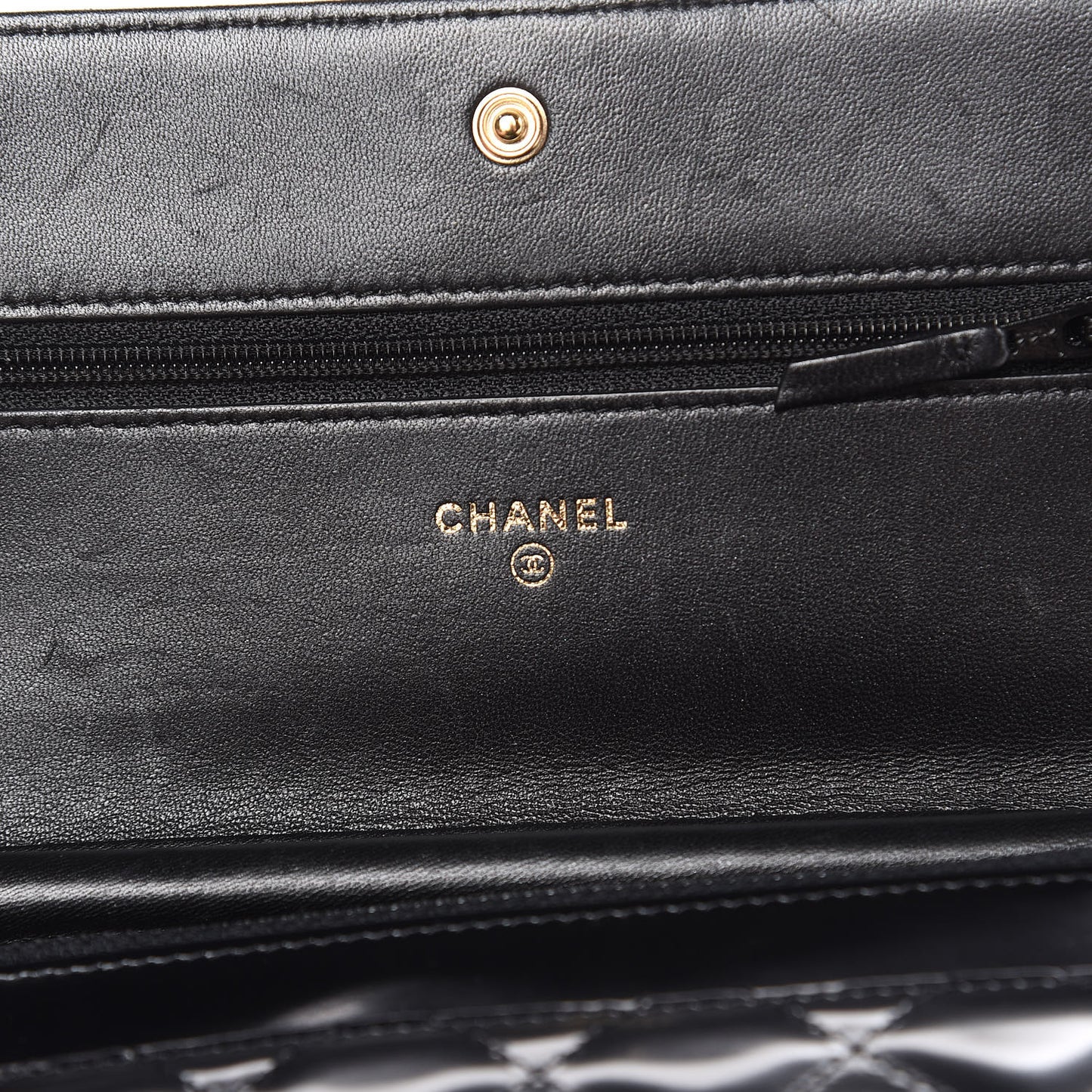 Glazed Calfskin Quilted Boy Wallet On Chain WOC Black
