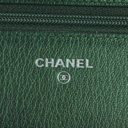 Chanel Iridescent Goatskin Quilted Wallet On Chain WOC Green 5 of 8