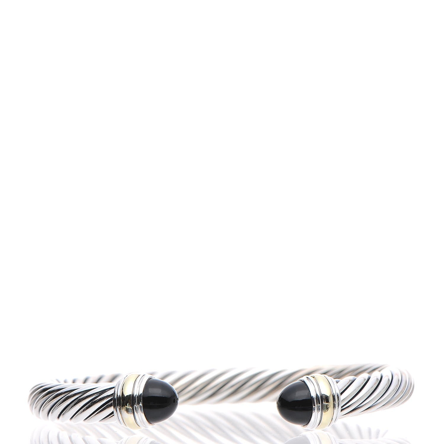 David Yurman Sterling Silver 14K Yellow Gold Black Onyx 7mm Cable Classics Bracelet 1 of 5