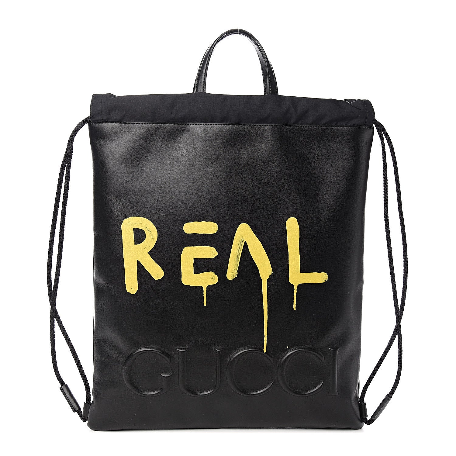 Gucci Calfskin Small GucciGhost Drawstring Backpack Black 1 of 9