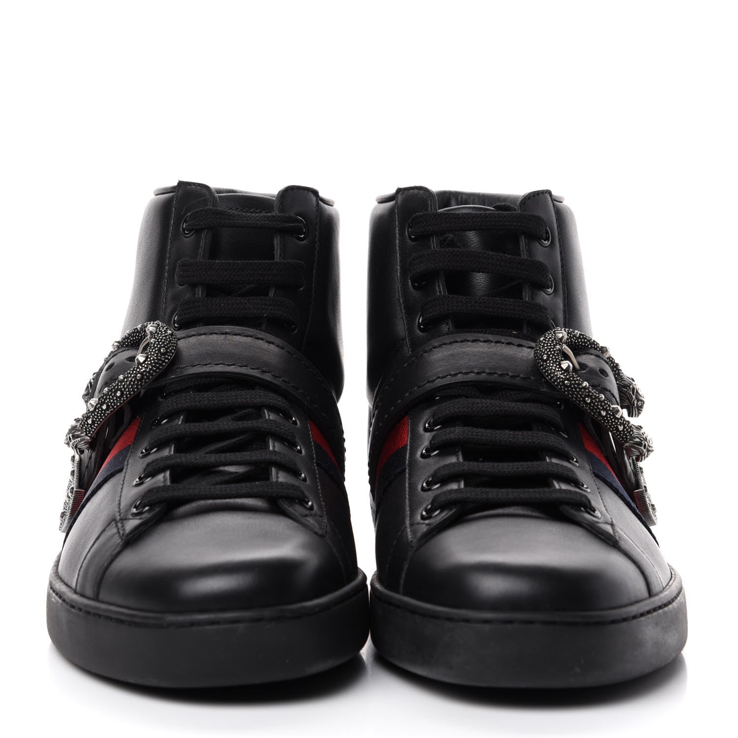 Gucci Calfskin Ayers Web Mens Dionysus High Top Sneakers 9.5 Black 2 of 11