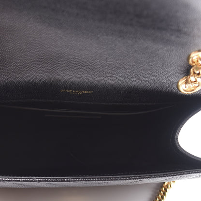 Saint Laurent Grain De Poudre Matelasse Chevron Medium Monogram Satchel Black 4 of 9