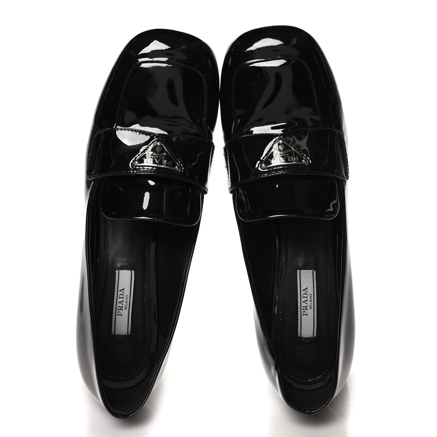 Patent Metal Triangle Logo 50mm Loafers 38.5 Black