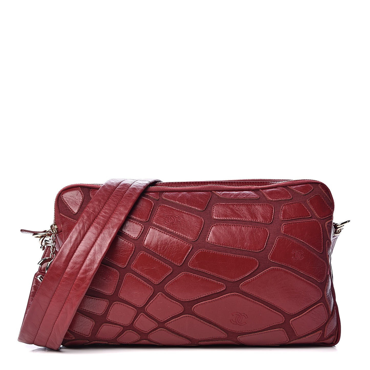 Lambskin Jersey Scales Camera Case Bordeaux