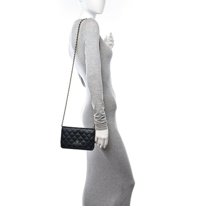 Chanel Lambskin Quilted Wallet On Chain WOC Black 2 of 11