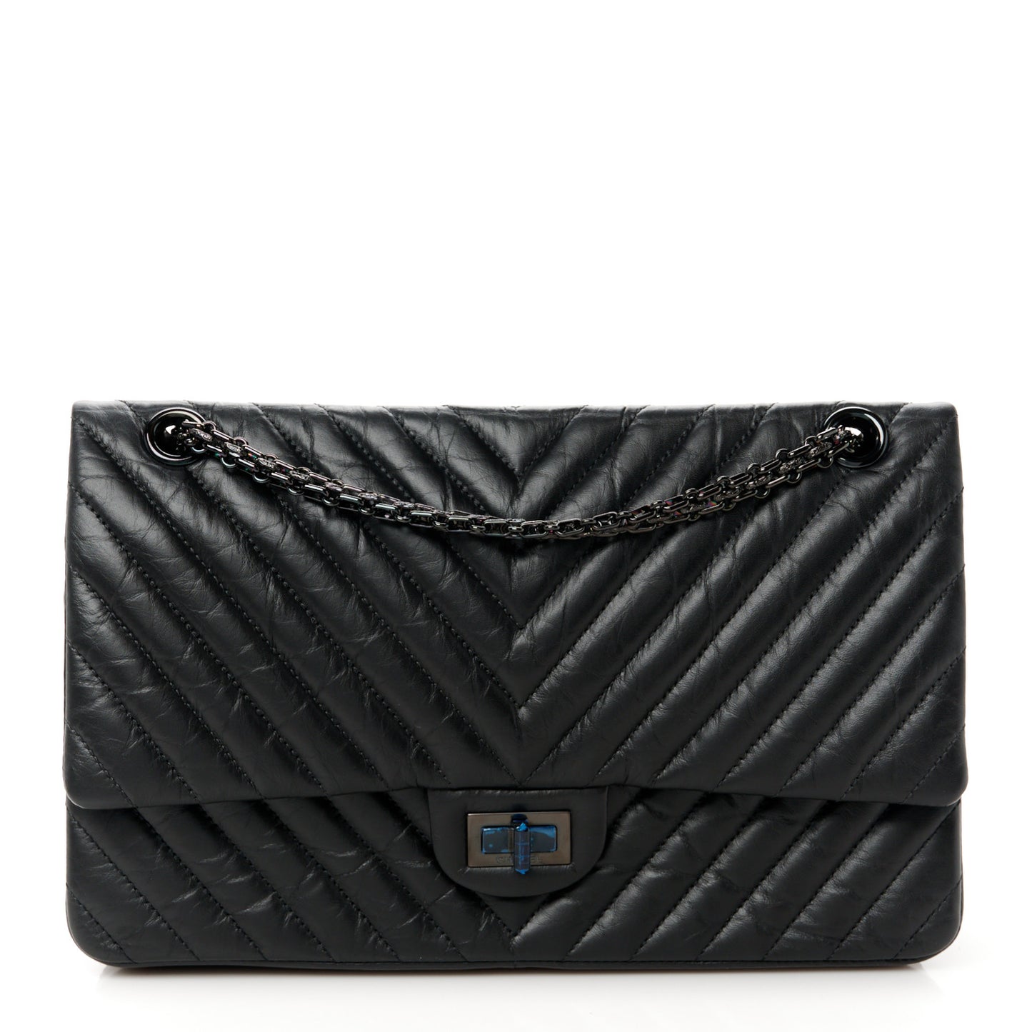 Aged Calfskin Chevron Quilted 2.55 Reissue 226 So Black