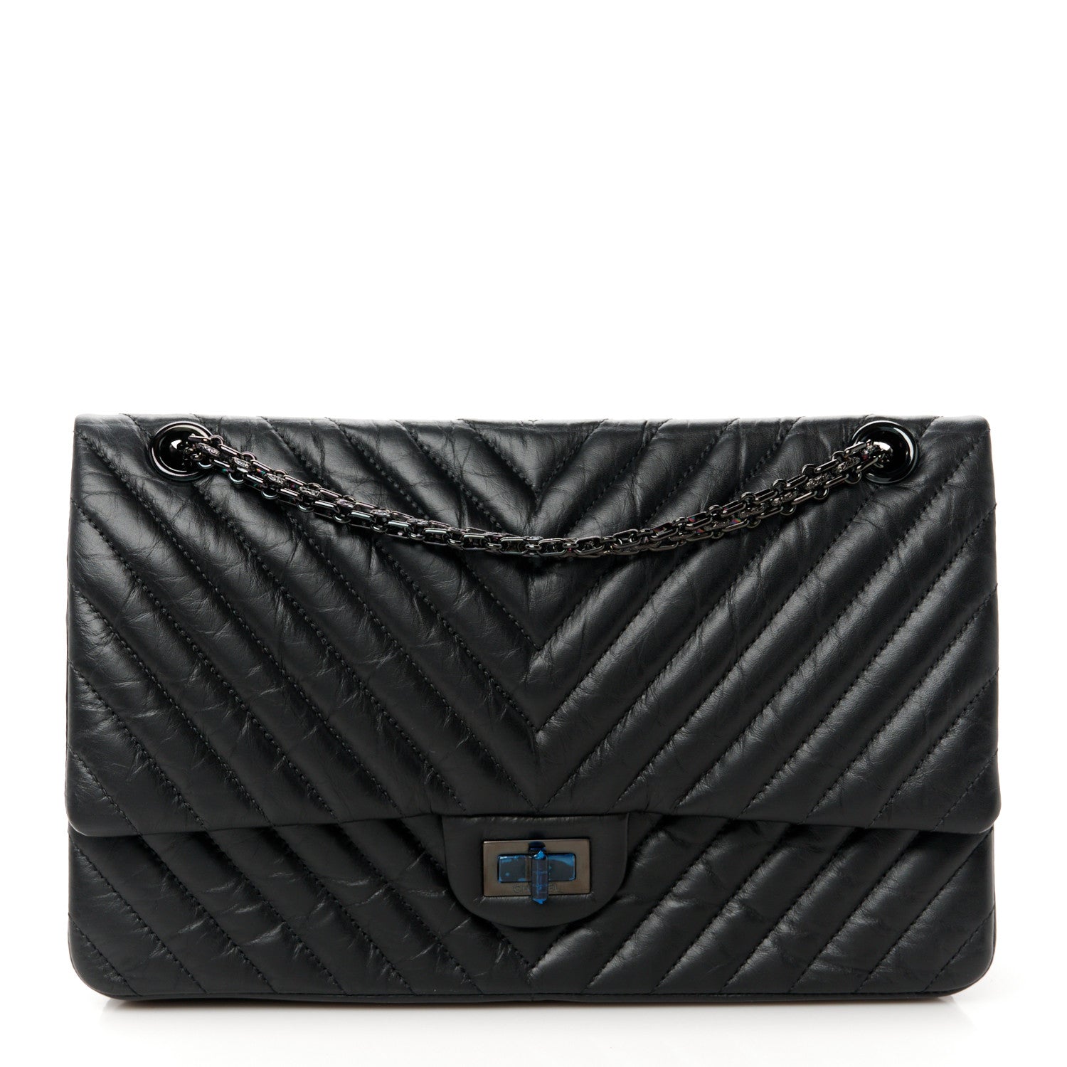 Chanel Aged Calfskin Chevron Quilted 2.55 Reissue 226 So Black 1 of 11