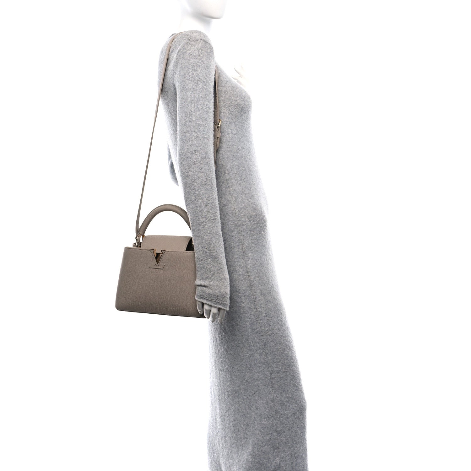Louis Vuitton Taurillon Capucines BB Galet 2 of 9