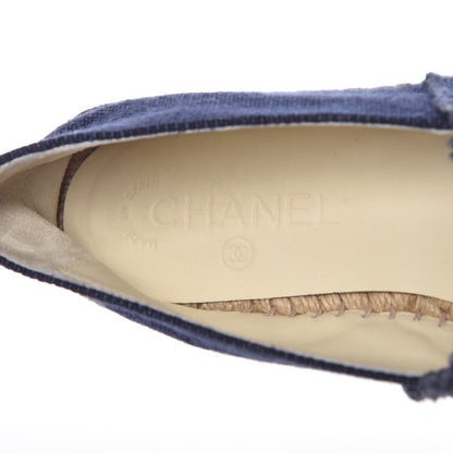 Chanel Denim Toile CC Espadrilles 39 Navy Black 5 of 10