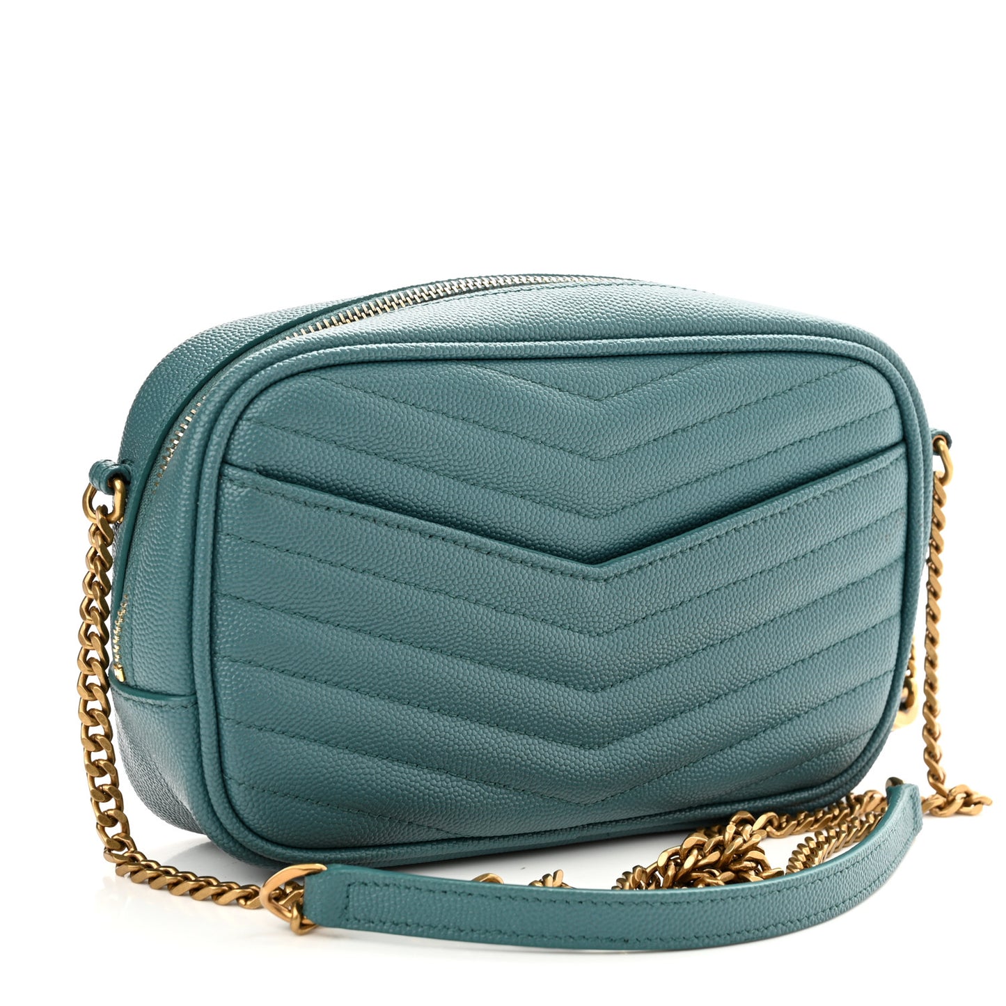 Grain De Poudre Matelasse Monogram Mini Lou Camera Bag Blue Vert