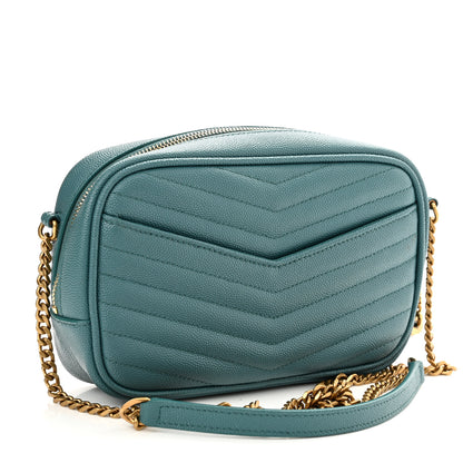 Saint Laurent Grain De Poudre Matelasse Monogram Mini Lou Camera Bag Blue Vert 3 of 11