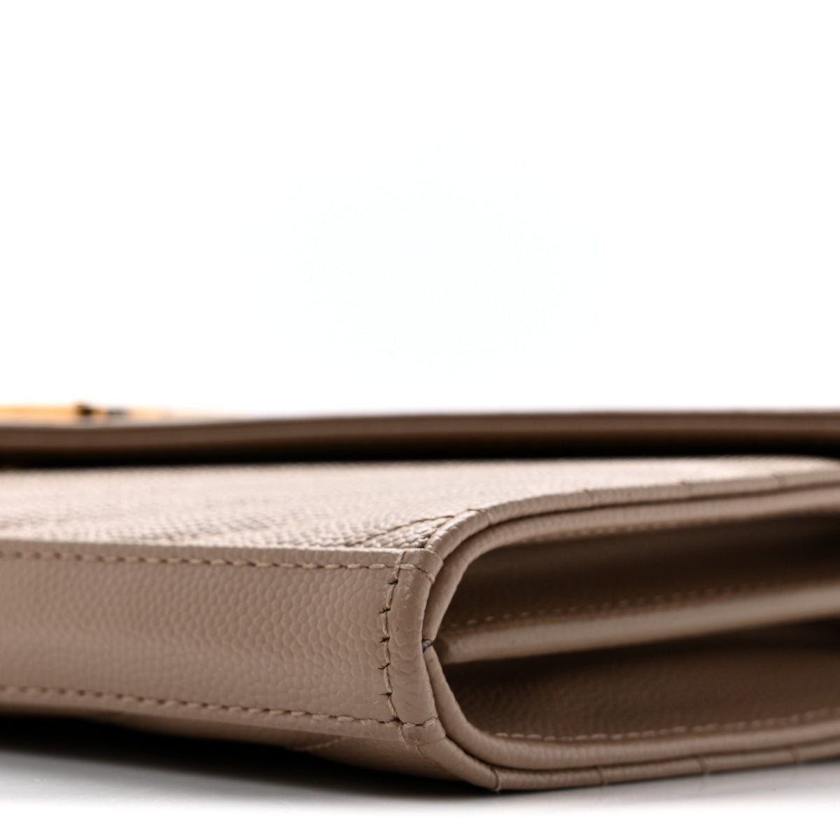 Saint Laurent Grain De Poudre Matelasse Chevron Monogram Chain Wallet Dark Beige 10 of 14