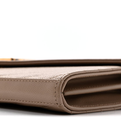 Saint Laurent Grain De Poudre Matelasse Chevron Monogram Chain Wallet Dark Beige 10 of 14