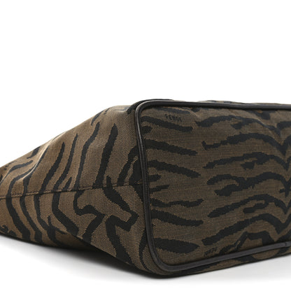 Fendi Canvas Tiger Print Tote Brown 8 of 11