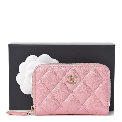Chanel Iridescent Caviar Quilted Zip Coin Purse Pink 8 of 8