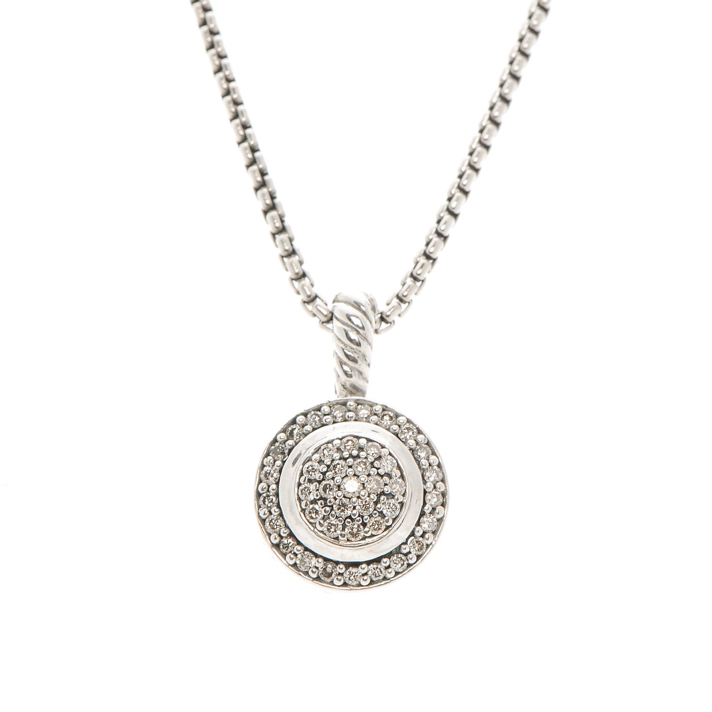 Sterling Silver Diamond 8mm Petite Round Necklace