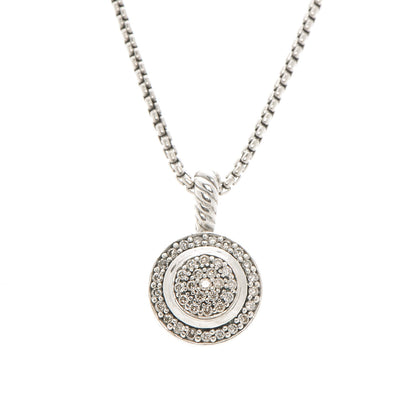 David Yurman Sterling Silver Diamond 8mm Petite Round Necklace 3 of 6