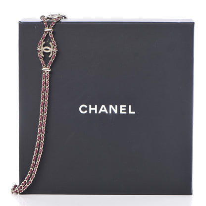 Chanel Metal Lambskin CC Chain Link Necklace Gold Dark Pink 7 of 7