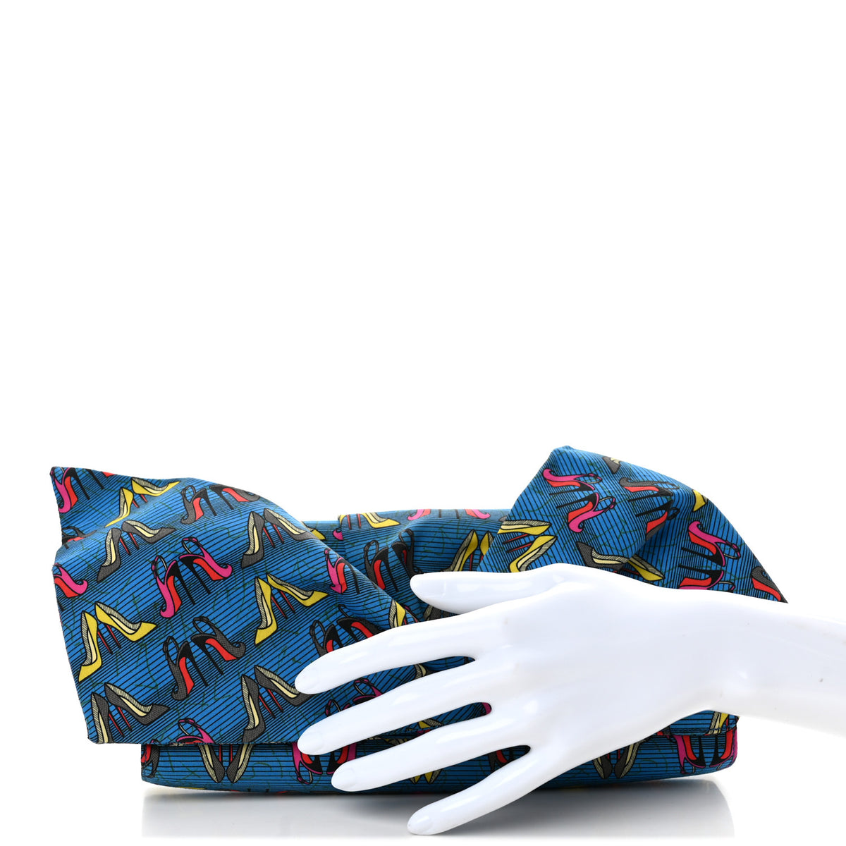 Cotton Canvas Afri Loubi Print Loubibow Clutch Blue