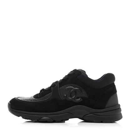 Chanel Nylon Calfskin Suede CC Sneakers 36 Black 1 of 8